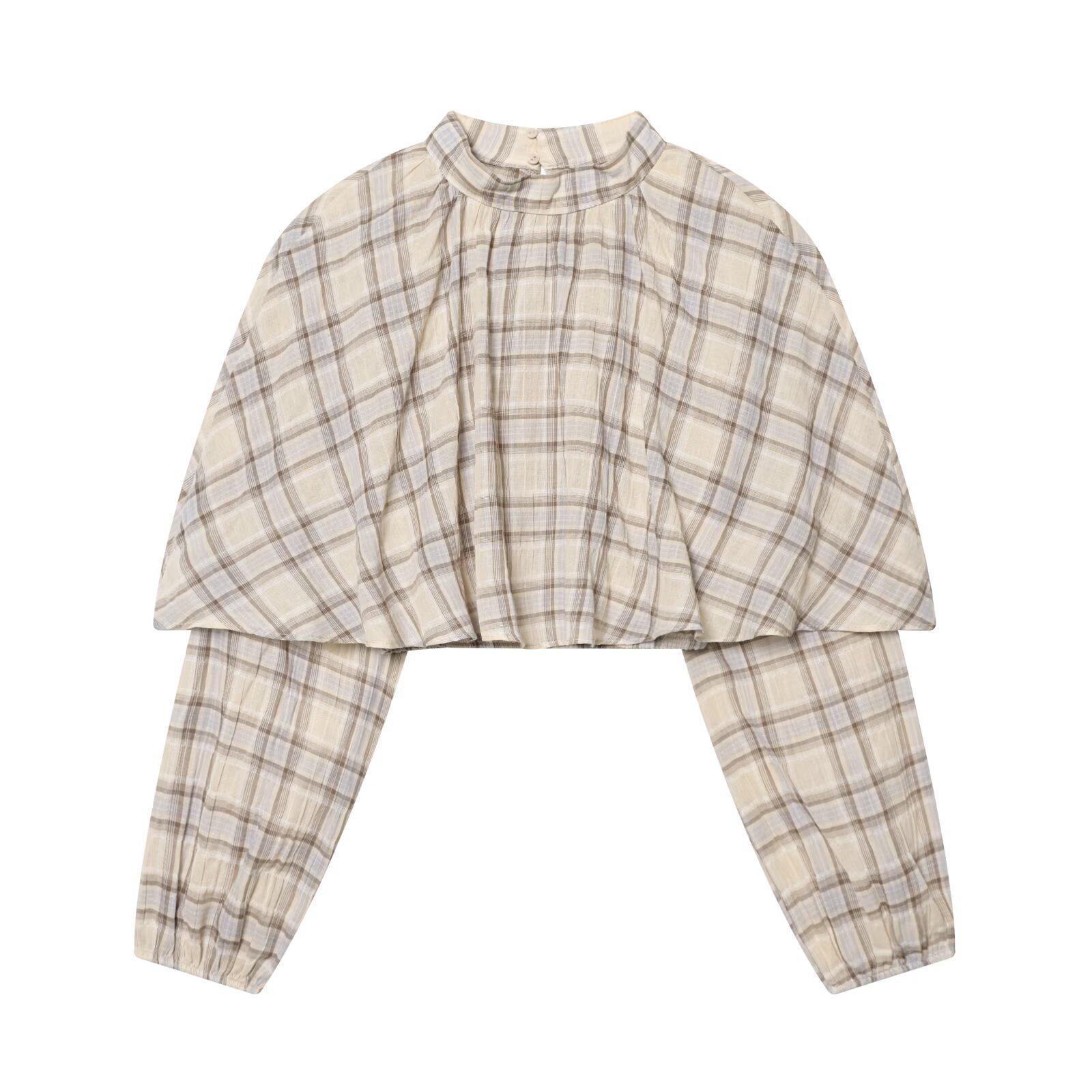 TAOP&ZA Women s 2026 Spring Plaid Layered Short Top - Pure Desire Style Extra Small