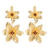 Bohemian Double Layer Metal Large Flowers Stud Earrings for Women Exaggerated Fashion Gold Silver Color Dangle Earrings Jewelry