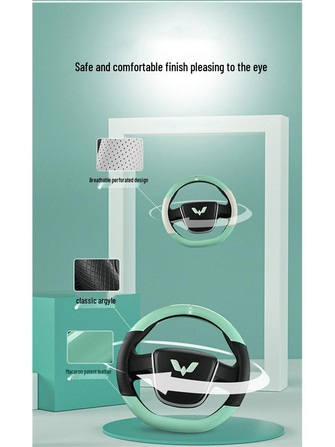 Glossy White Stain-Resistant PU Steering Wheel Cover for Hongguang MINI 2022