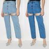 Pantaloni da Donna Moda Nicchia Borchiati di Diamanti Perline Vita Media Dritti Lunghi Taglio Coscia