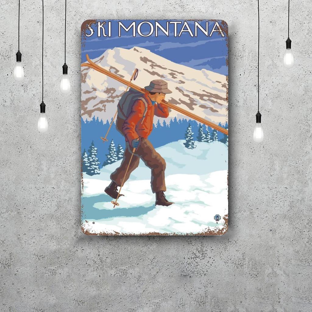 ski Classic Poster Rusty Metal Plaque Retro Decorative Plate Bar Man Cave Garage Club Metal Sign Wall Decoration