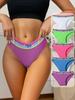 5 buc/set Chiloți de damă Talie joasă cu dungi Lenjerie de corp Fete Chiloți din bumbac Chiloți moi pentru dame Chiloți sexy pentru femei XS-L