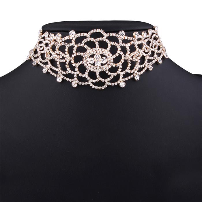 Sexy Luxury Hollow Rhinestone Crystal Choker Necklace Elegant Wedding Jewelry Accessories For Women Chocker #228747