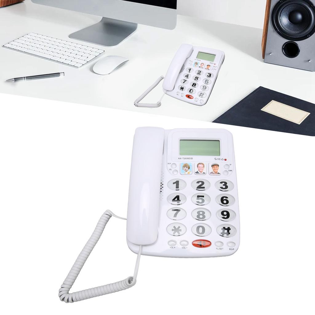 Corded Phone Dual Port Clear Sound Last Number Function Volume Desktop Landline Phone