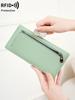 Portefeuille Minimaliste Ultra-fin pour Femme Blocage RFID Porte-cartes de Crédit Pliage Bifold Long Portefeuille pour Femme Couleur Unie Pochette Portable
