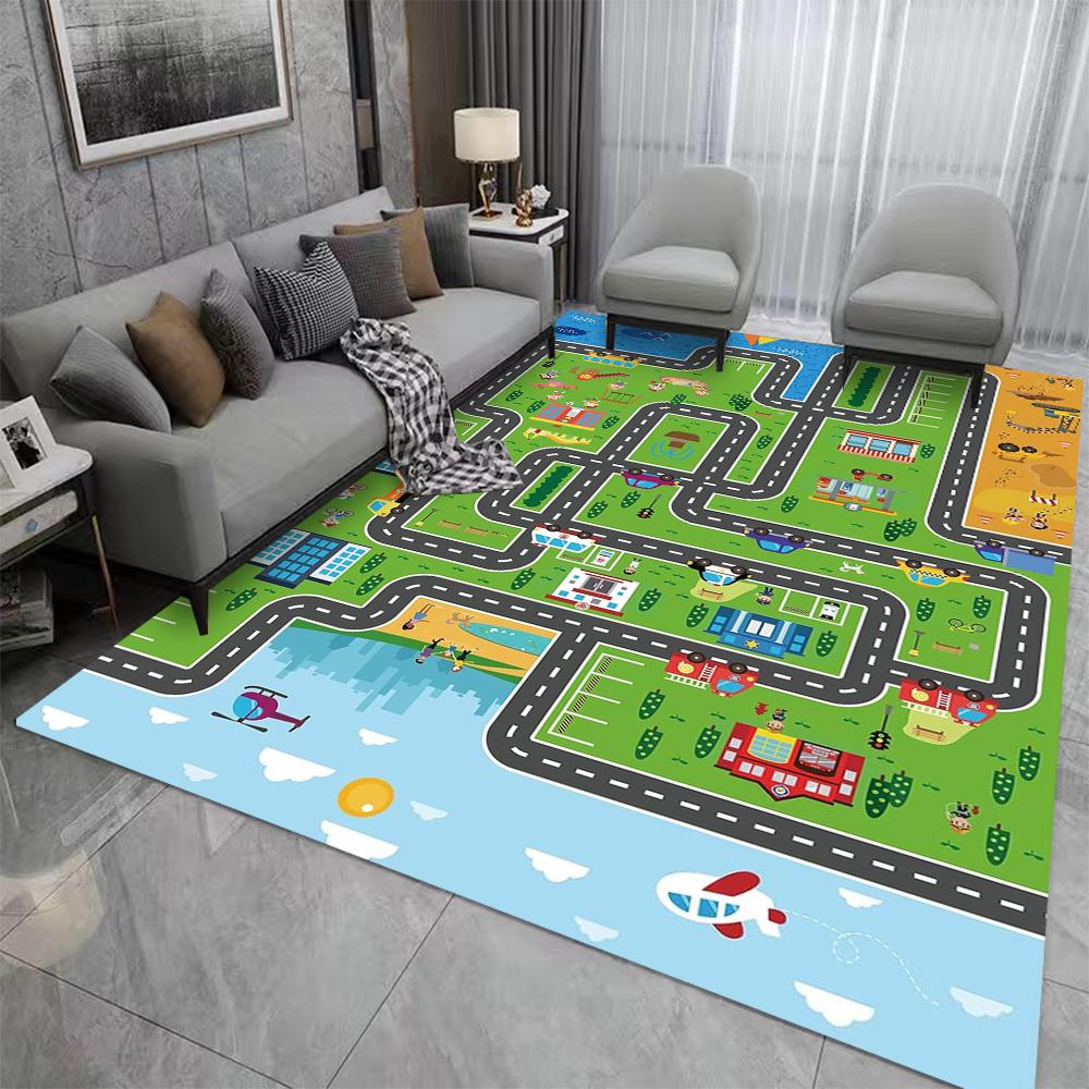 Baby Crawling Play Mat Car Play Mat for Boys and Girls Highway City Traffic-Themed Rugs for Kids Toy Cars Kids Rugs for Playroom