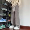 Men's American Retro Coffee Brown Striped Sweatpants - Straight Leg, Loose Fit, Heavyweight, Drapey Wide Leg for Spring/Autumn