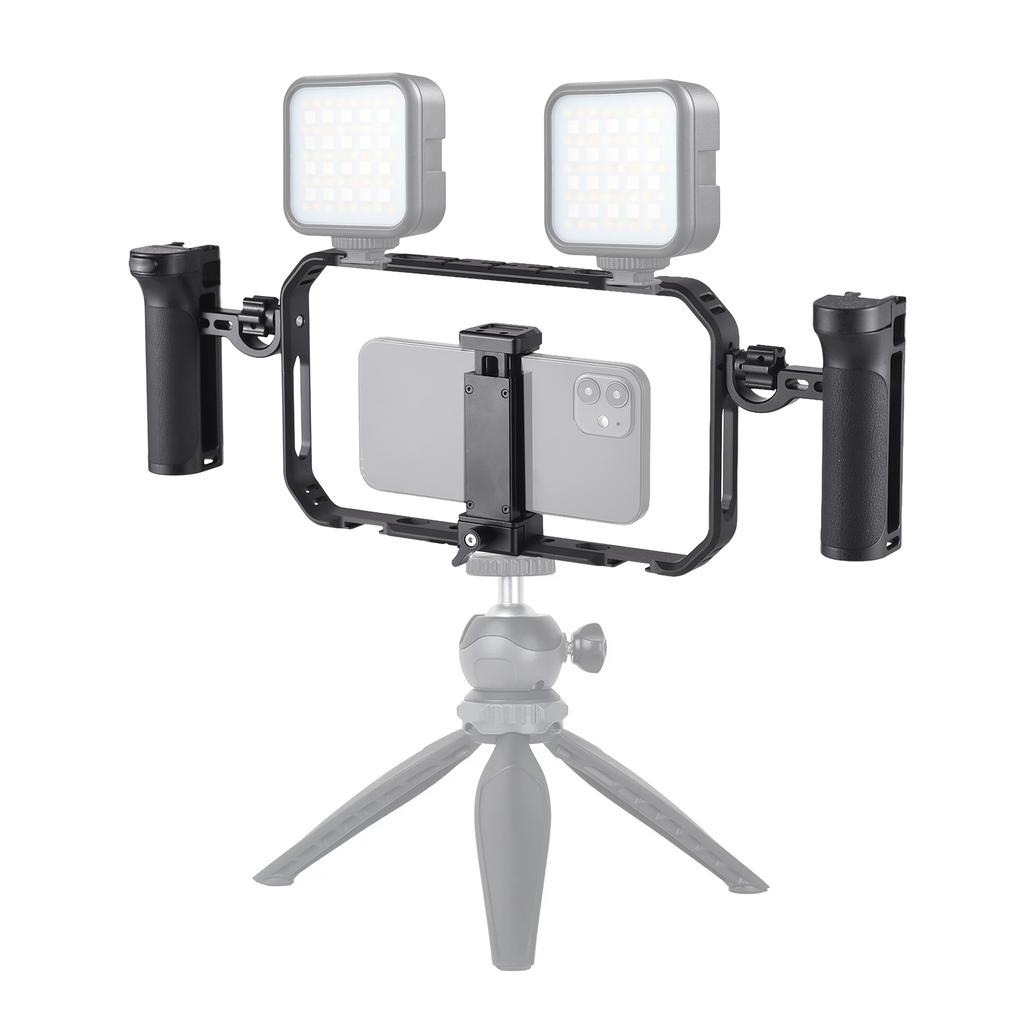 Portable Phone Video Rig Kit Smartphone Stabilizer for Video Recording Universal Phone Cage with Side Handles Cold Shoe