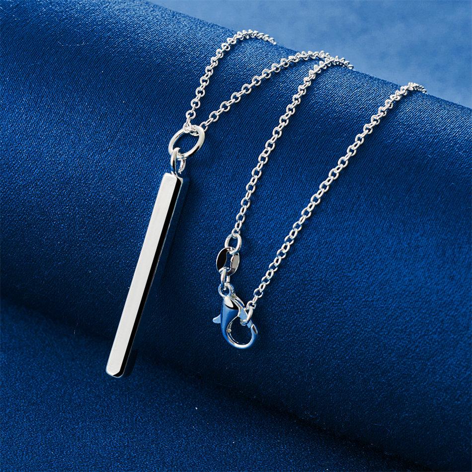 925 Sterling Silver 16-30 Inch Exquisite Long Cylindrical Pendant Necklace for Women's Fashion Wedding Accessories Jewelry