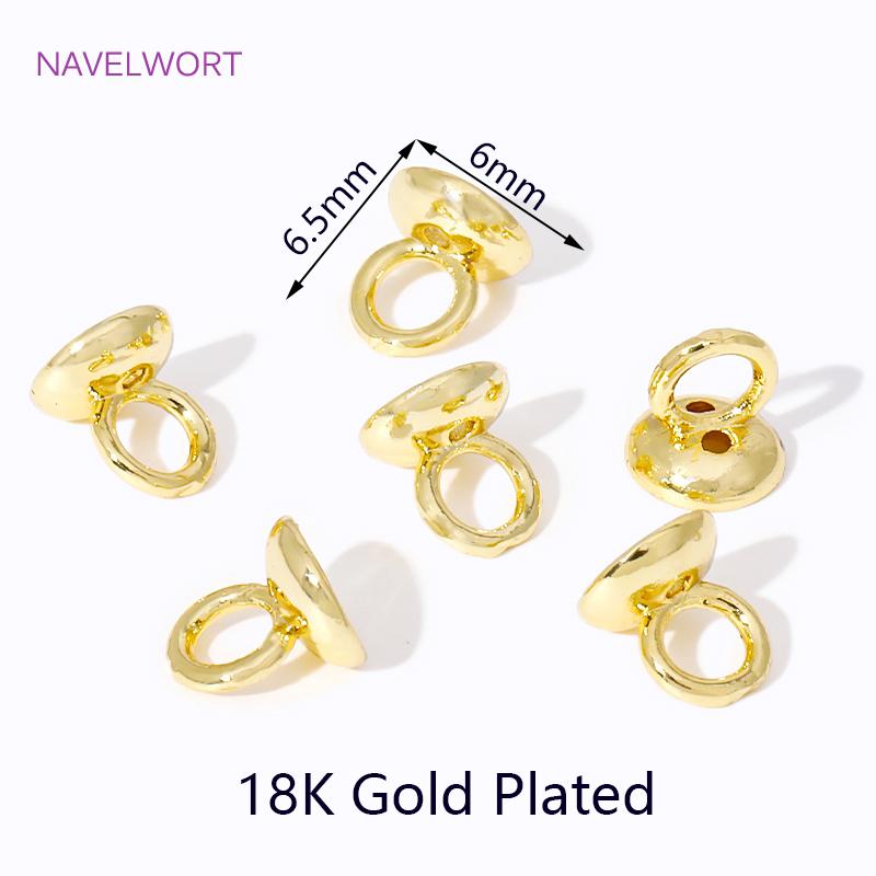 18K Gold Plated Brass Crimp Beads,End Caps For Jewelry Making,Clam Shell Bead Tip Crimp Ends Beads,DIY Bracelets Accessories