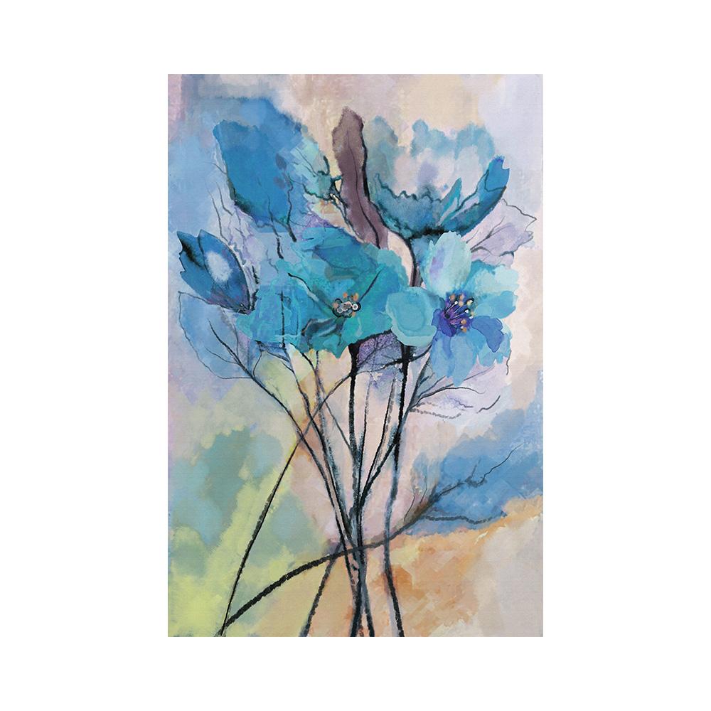 Modern  Blue Lilies Abstract Painting Wall Art Colorful Flowers Canvas Decorative Picture Poster Living Room Bedroom Home Room Decor Artwork