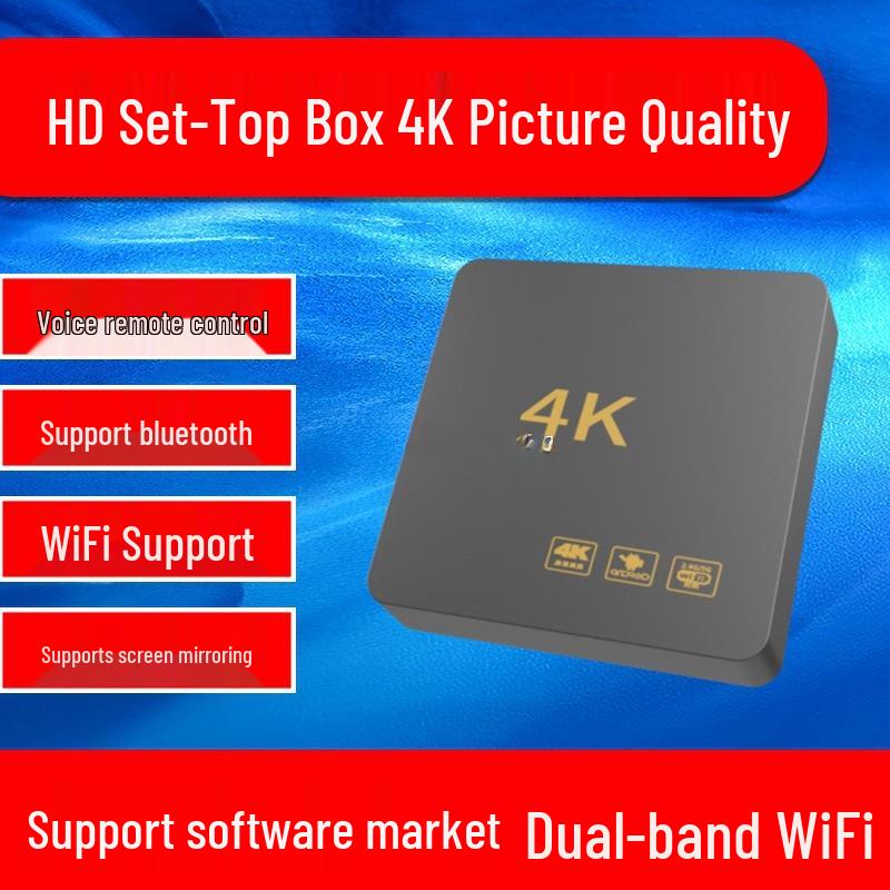 4K HD Set-Top Box with Dual-Band 5G WiFi and Wireless Screen Mirroring for All Networks