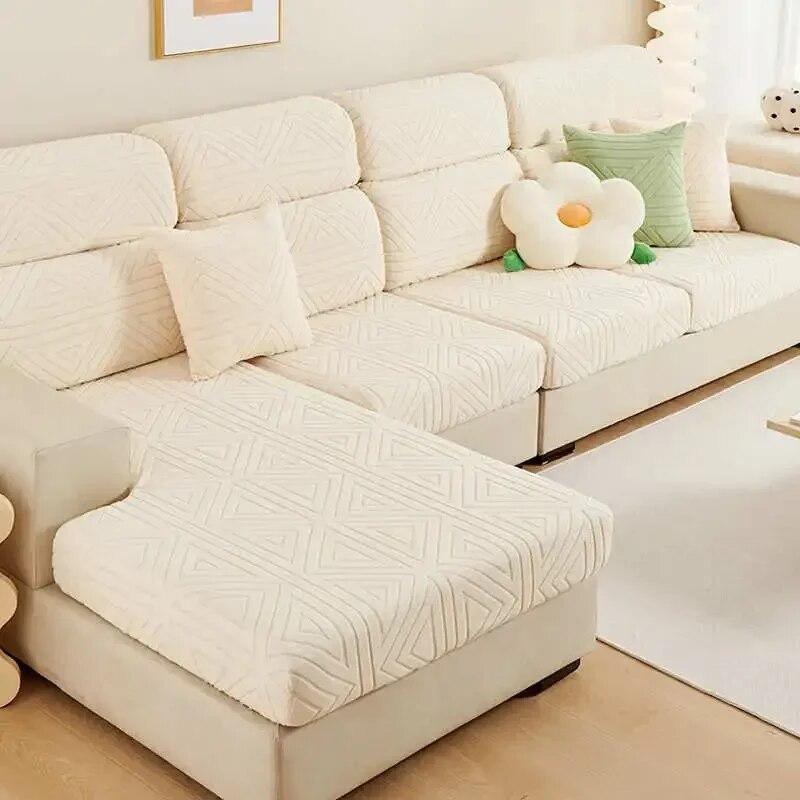 Geometric Jacquard Fleece Loveseat Sofa Mattress Sectional Corner Couch Cushion Covers for Home Hotel
