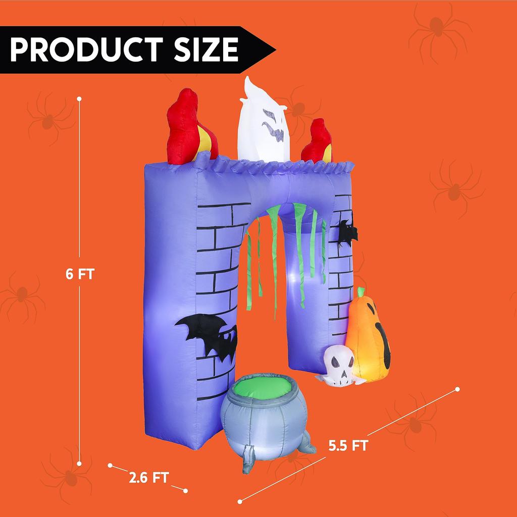 Joyfy Halloween Inflatable 6 FT Haunted Castle Decoration Trunk Treat Car Decorations Kit Ghost and Pumpkin for Halloween Party