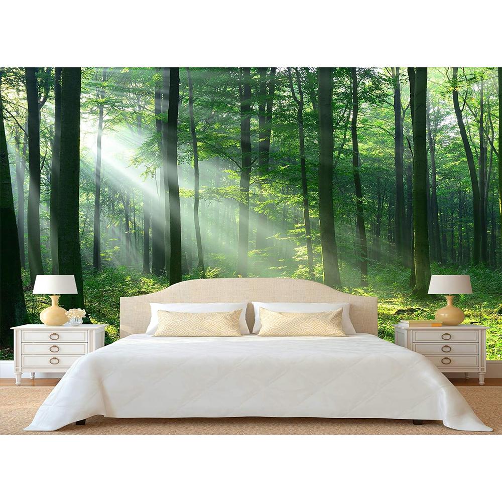 Zelená lesní tapeta Lesní nástěnná malba Mlžný les Stromová tapeta Přírodní krajina Nástěnné malby Do koupelny Obývacího pokoje Domácí dekorace Nástěnná malba