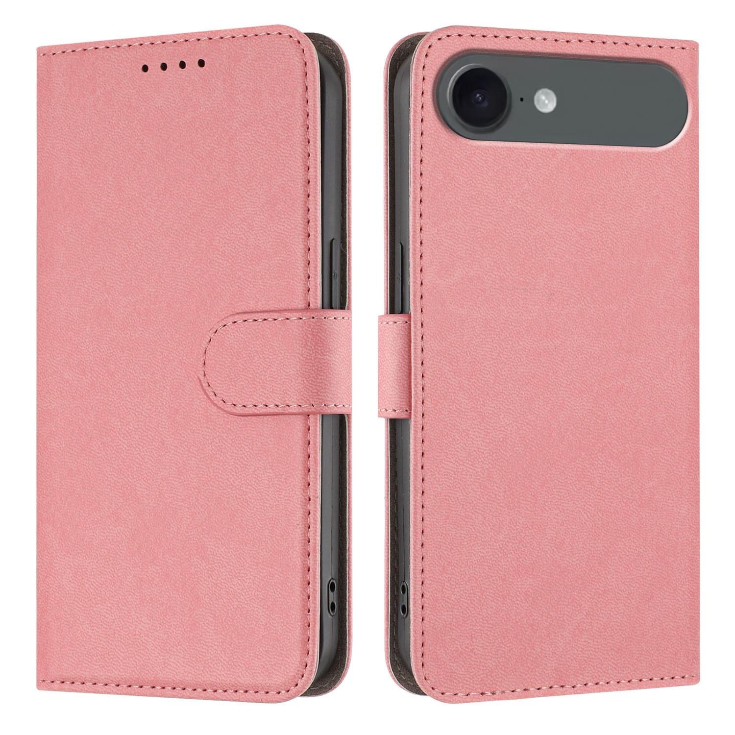 For iPhone Air Leather Case Solid Color Phone Cover with Wallet E