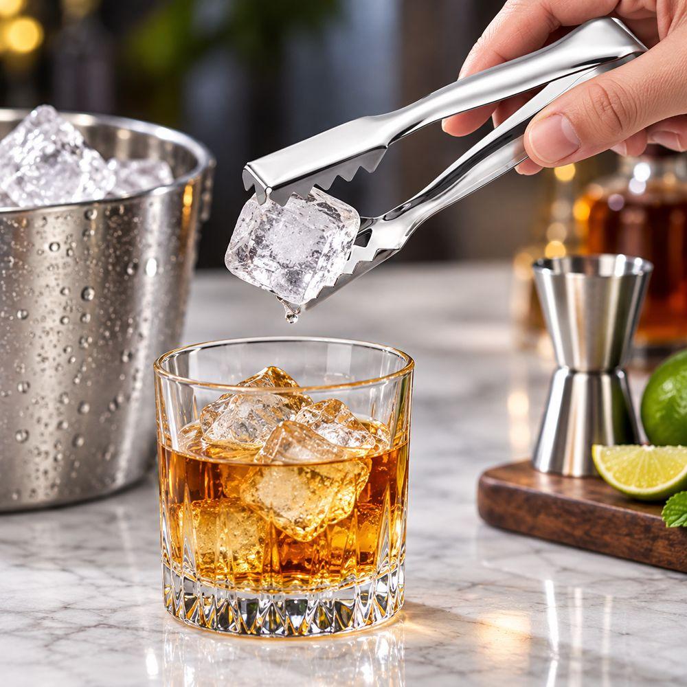 Serrated Tips 304 Stainless Steel Tongs Rust-Resistant Serrated Tongs Durable Ice Cube Tongs  Home