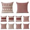 Christmas Cushion Cover Home Decoration Linen Striped Plaid Printed Red 18*18 Inch Pillow Case Sofa Cushion Car Cushion Cover