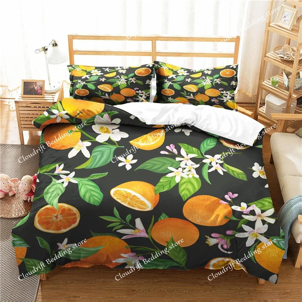 Fruit Duvet Cover Set Cartoon Watermelon Summer Theme Bedding Set for Boy Girl Double Queen King Size Microfiber Comforter Cover