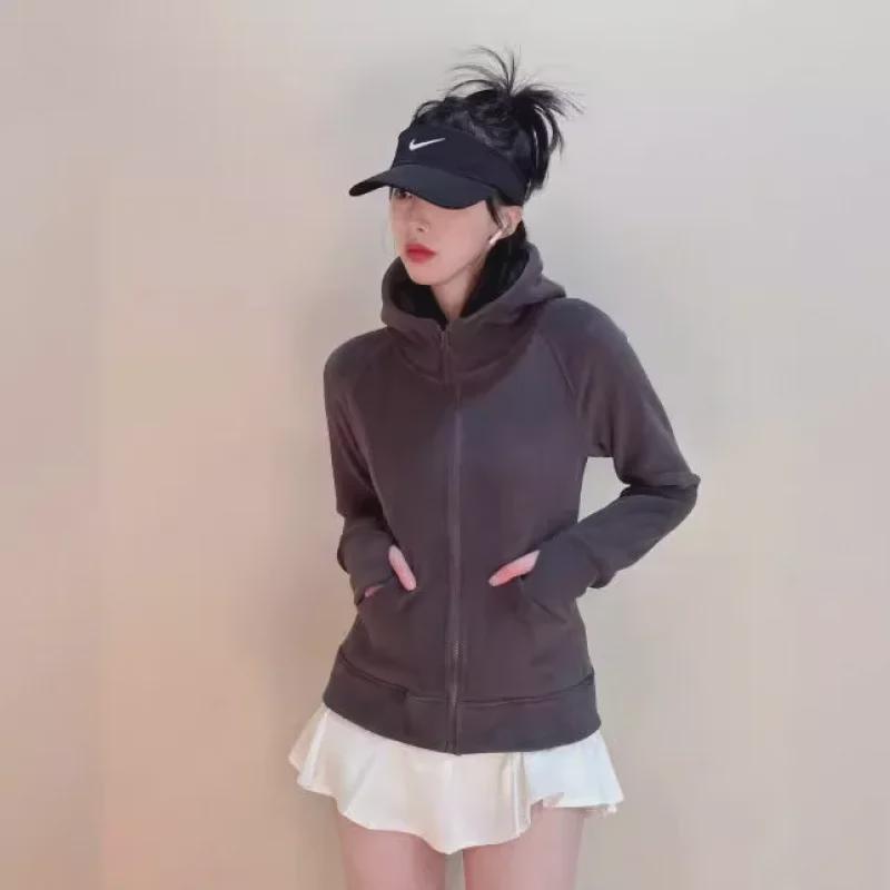 Lulu Double-Sided Thick Ollie Velvet American Style Hooded High Collar Women's Sports Jacket - Autumn/Winter 2024.