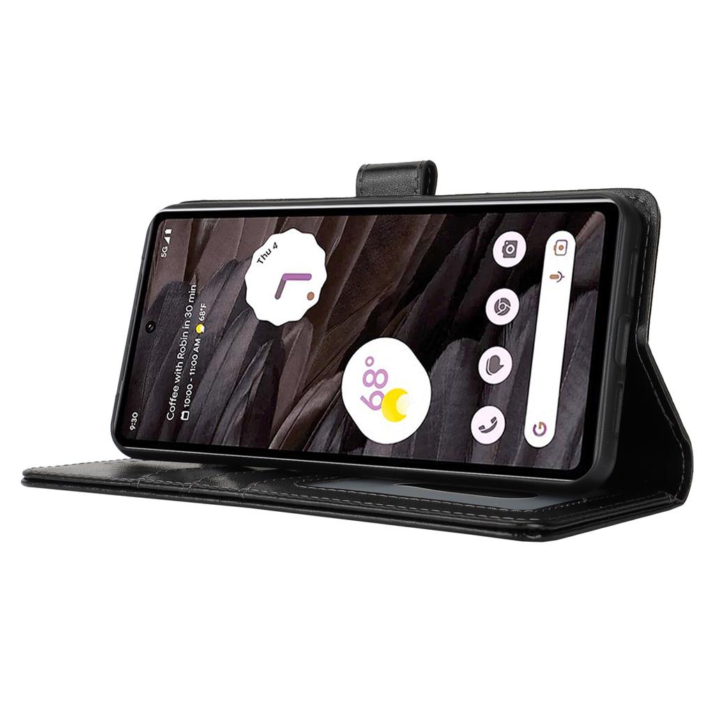 For Google Pixel 7a Case Textured Leather Wallet Phone Cover with Strap