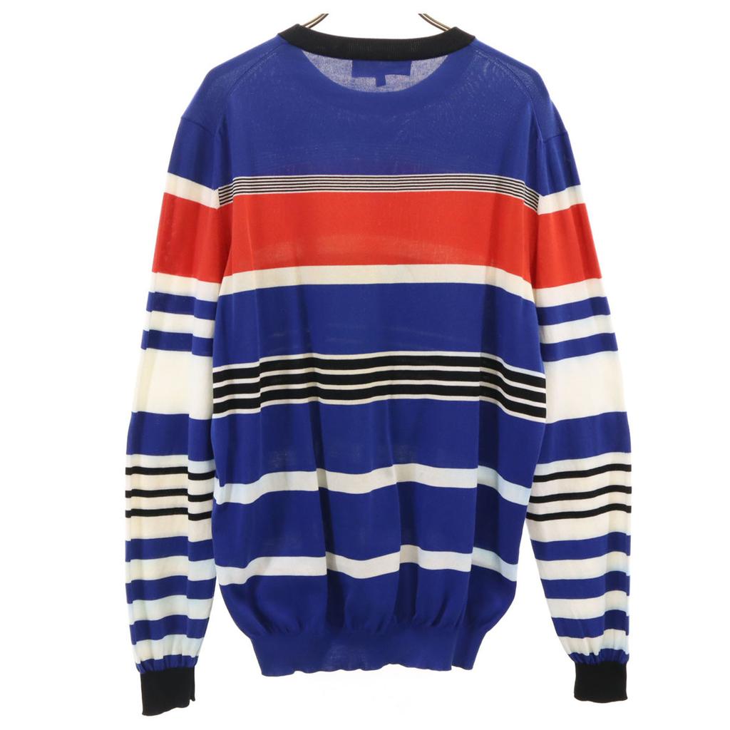 Salvatore Ferragamo made in Italy Border Pattern Long sleeve knit L blue Men's Used