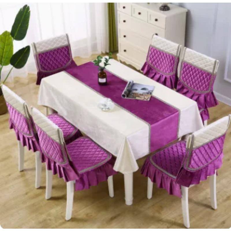 1 Piece Chair Cover Luxury Embroidery Velvet Tablecloth Dining Chair Cushion Living Room Decor Coffee Square Round Table Cloth