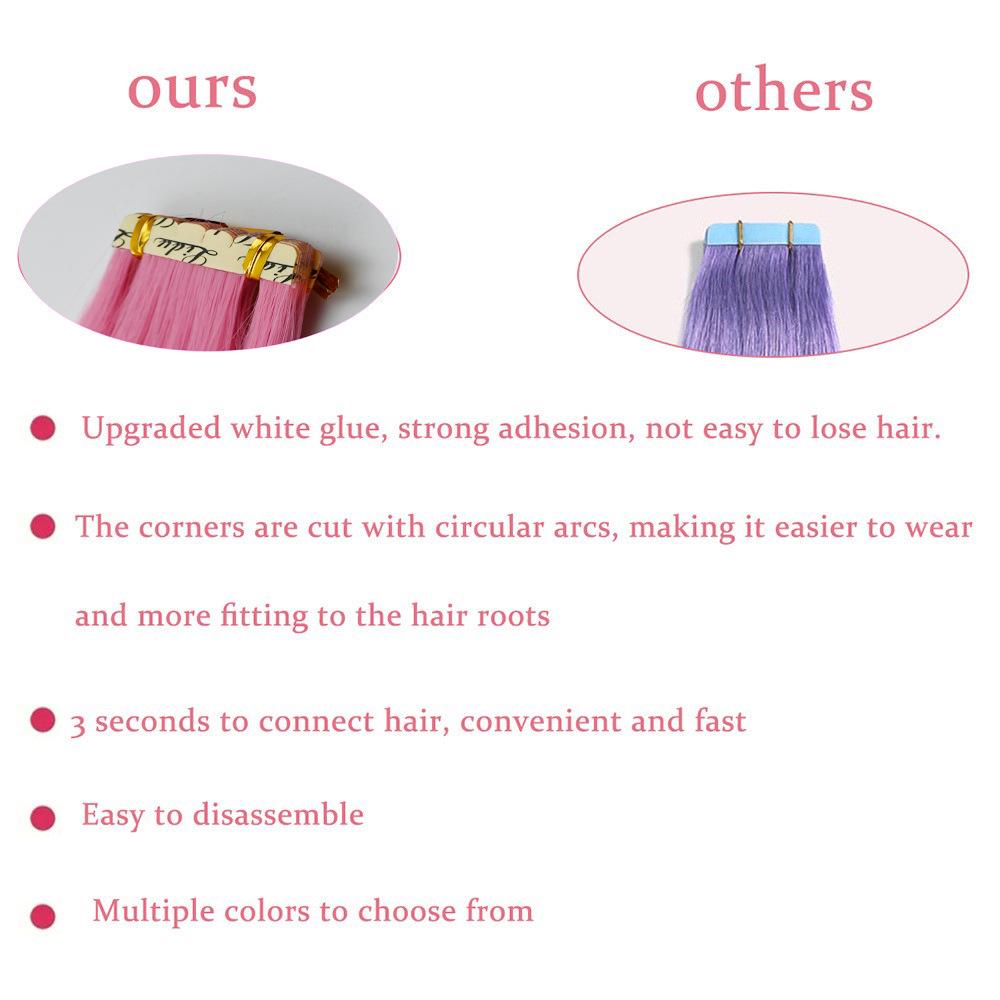 European Seamless Colored PU Weft Tape-In Hair Extensions