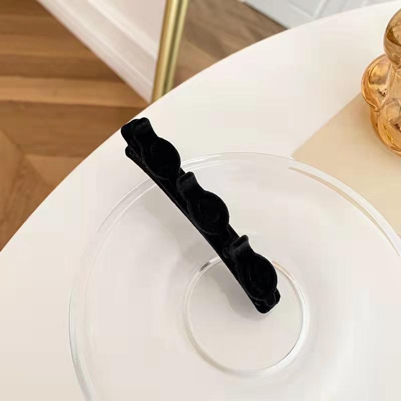 Flokowane grzywki klips do włosów czarne nakrycie głowy kobiety urocze spinki do włosów spinka do włosów Alicja plecione modne wsuwki do włosów akcesoria do włosów