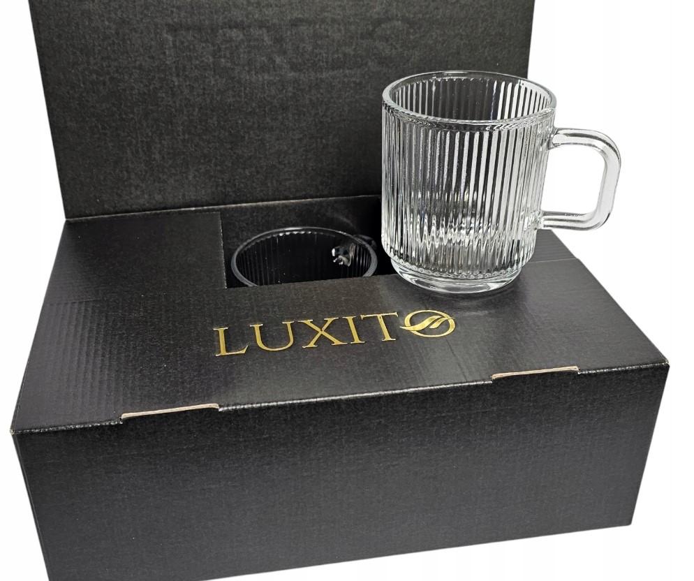 Glasses, mugs with handles for coffee and tea LUXITO STRIPS 360ml, set of 6