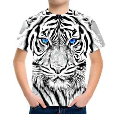 Boys' Clothing 3D Tiger Pattern T-shirt Short Sleeved Summer Children's Clothing Fashionable Round Neck Children's T-shirt Girls' Top