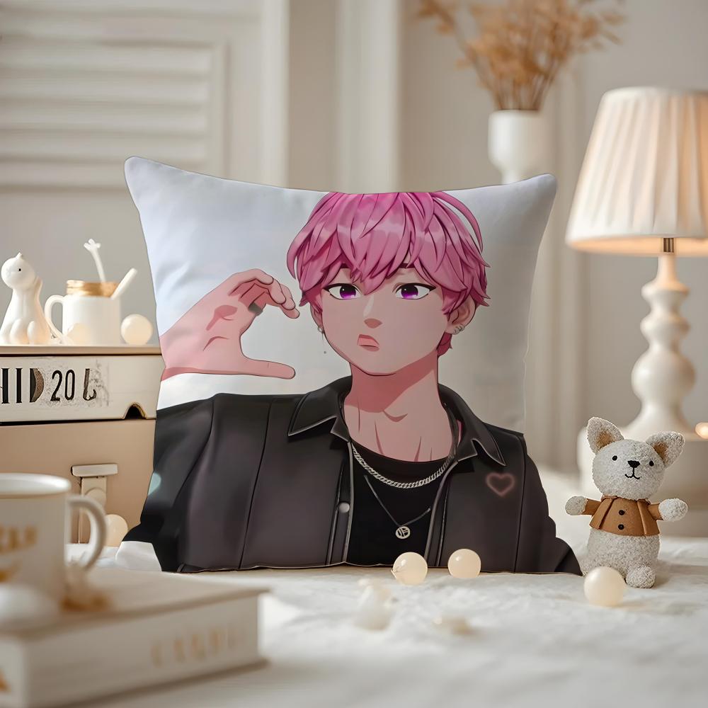 Kpop PPLAVE Bamby Cushion Cover Antidustmite Pillowcase Invisible zipper silky short plush Sofa cushion cover