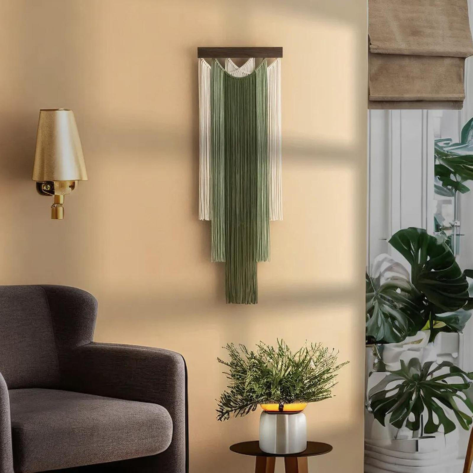 

Макраме Настенный Подвес Декорация Задника Богемный Шик Тканый Гобелен Искусство для Дивана зелёный