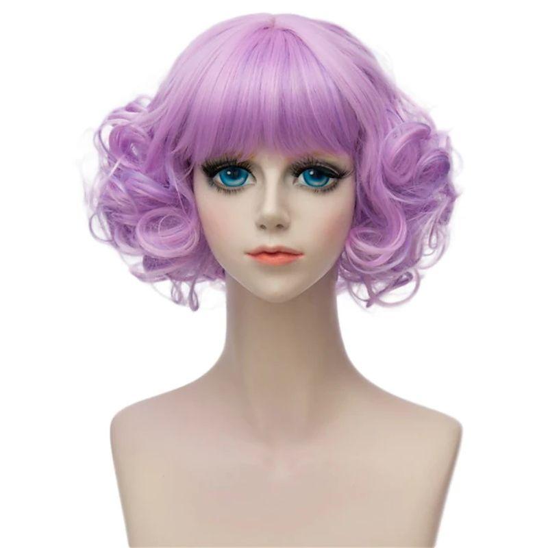 Fashionable Colorful Short Curly Fringe Wig - Role-playing Wig YN534