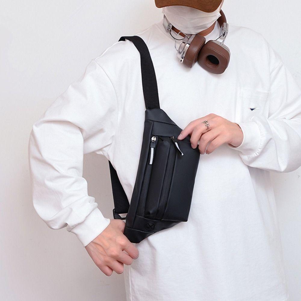 Fashionable PU Nylon Waist Bag Black Grey Blue Waterproof Outdoor Sports Bag Travel Bagpack Men Women