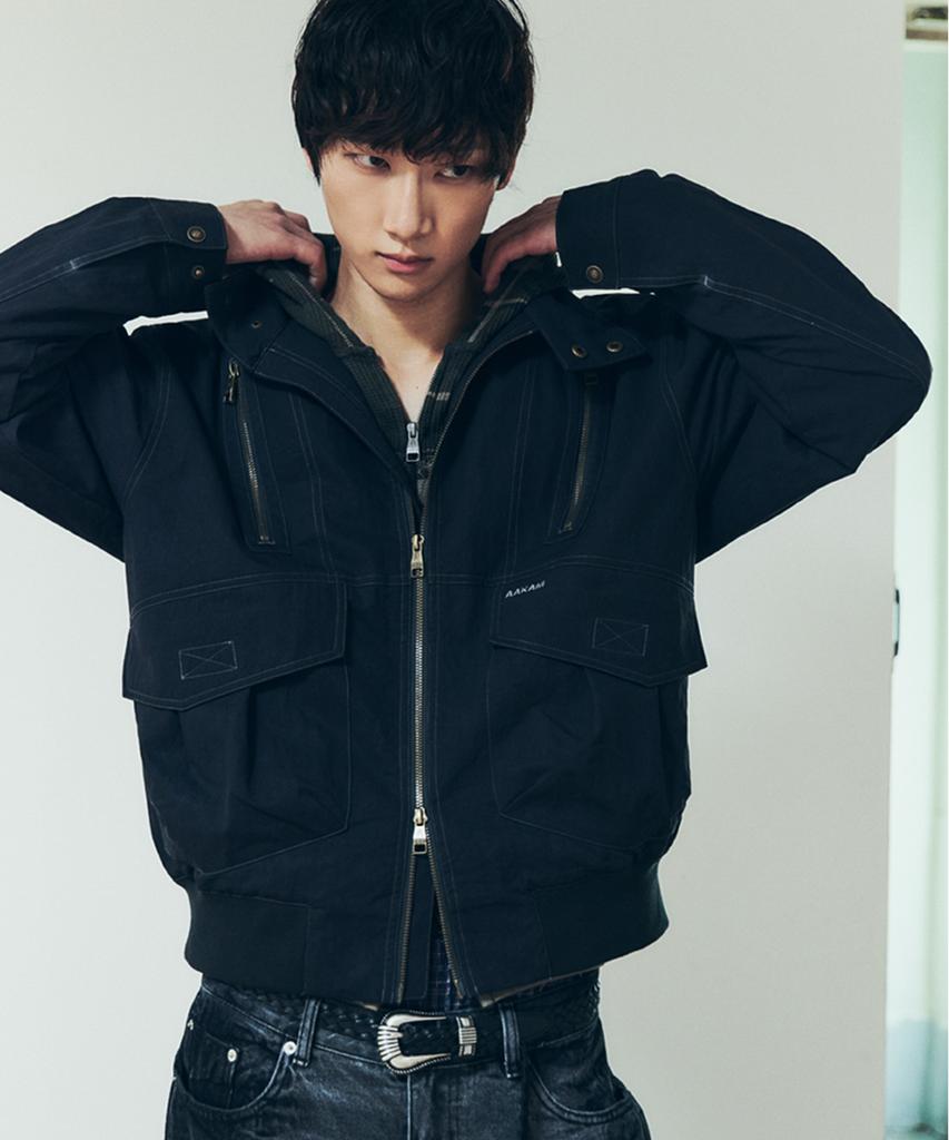 Aakam Zippered High Neck Jacket (Black)