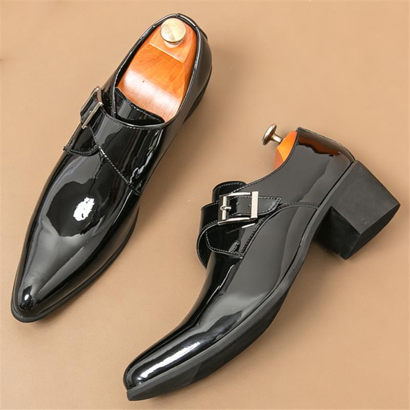 British Designer Monk Strap Loafter for Men's Pointed Leather Casual Shoes New Brand Formal Wedding Dress Homecoming Footwear