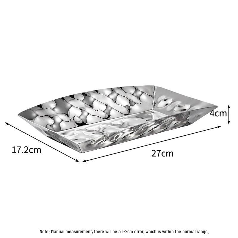 Handun Rectangular Hammered Stainless Steel Fruit Plate