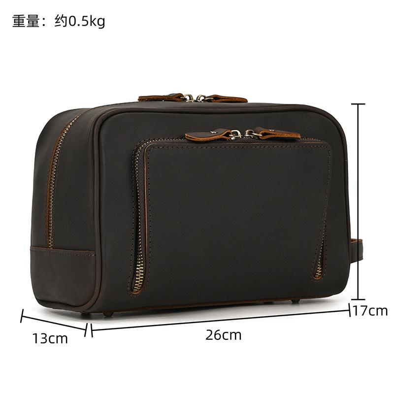 Vintage Leather Travel Storage Bag Men'S Mad Horse Leather Toilet Bag Women'S Cowhide Storage Cosmetic Bag