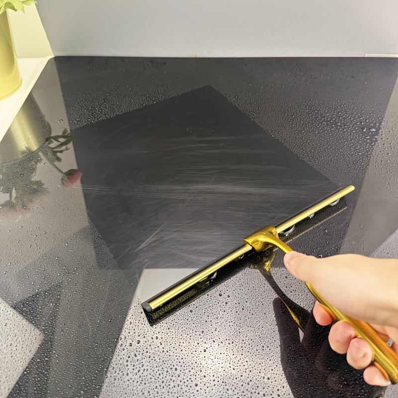 1 Duschskrapa och fönsterskrapa i rostfritt stål, Ergonomiskt handtag, Sömlös silikonfilm, Självhäftande krok, Lämplig för badrum, kakel, bilfönster