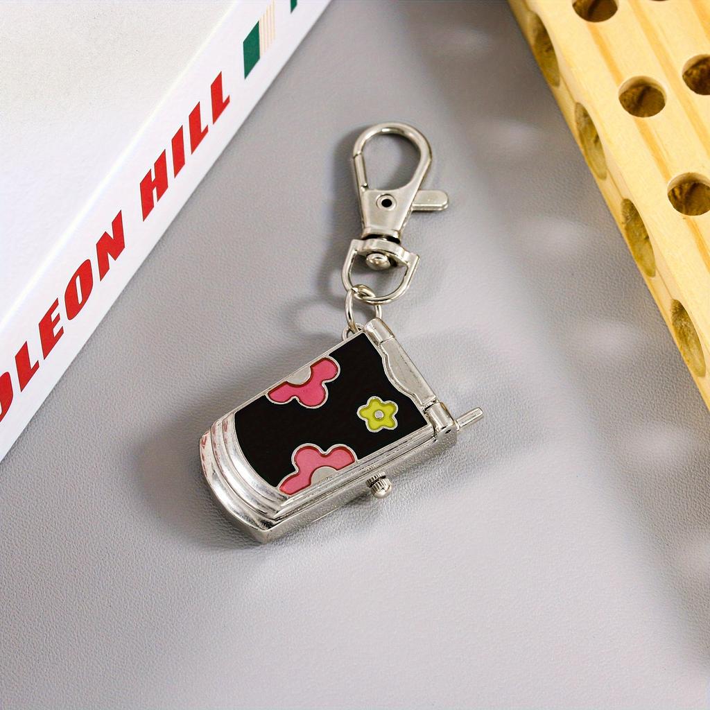 Flip Phone Keychain Watch Hanging Watch Fashion Trend Retro Cute Keychain Pendant Creative Gift