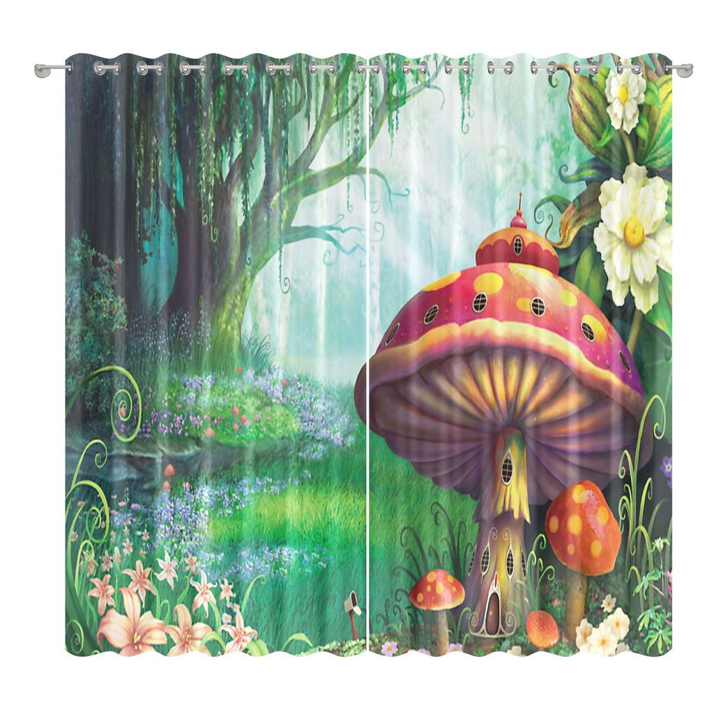 Forest Mushroom Curtain Cloth Bedroom Living Room Balcony Blackout Curtain Office Hotel Insulation Curtain
