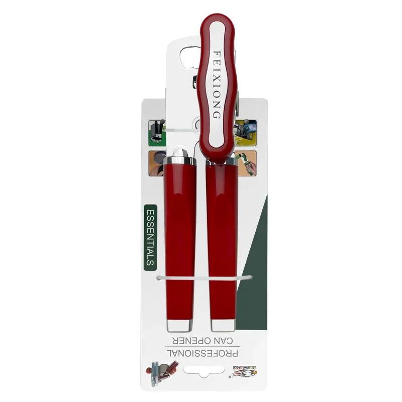 

Консервный нож из нержавеющей стали, открывалка для пивных бутылок, нескользящая ручка, многофункциональная открывалка для бутылок, вращающаяся ножевая головка, кухонный гаджет красный