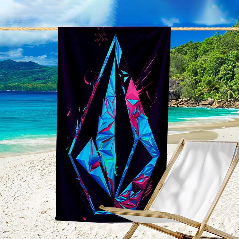 proof beach towel with a V-VOLCOM LOGO4 pattern - soft,absorbent,quick-drying,machine washable - perfect for swimming,camping,bathing