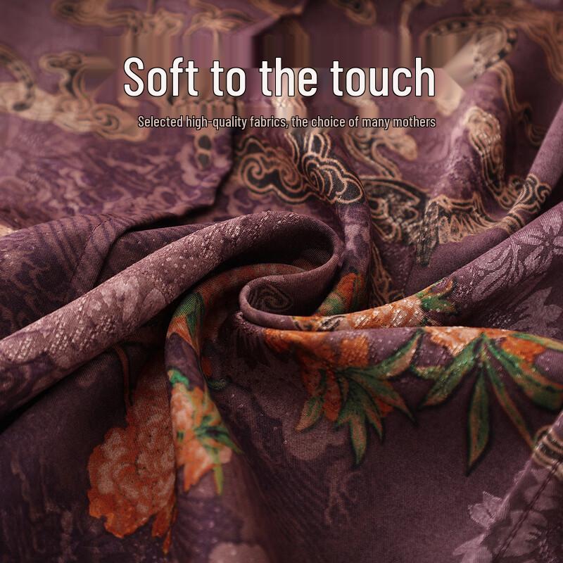 Elegant Women's Mid-Aged Round Neck Cardigan Shirt