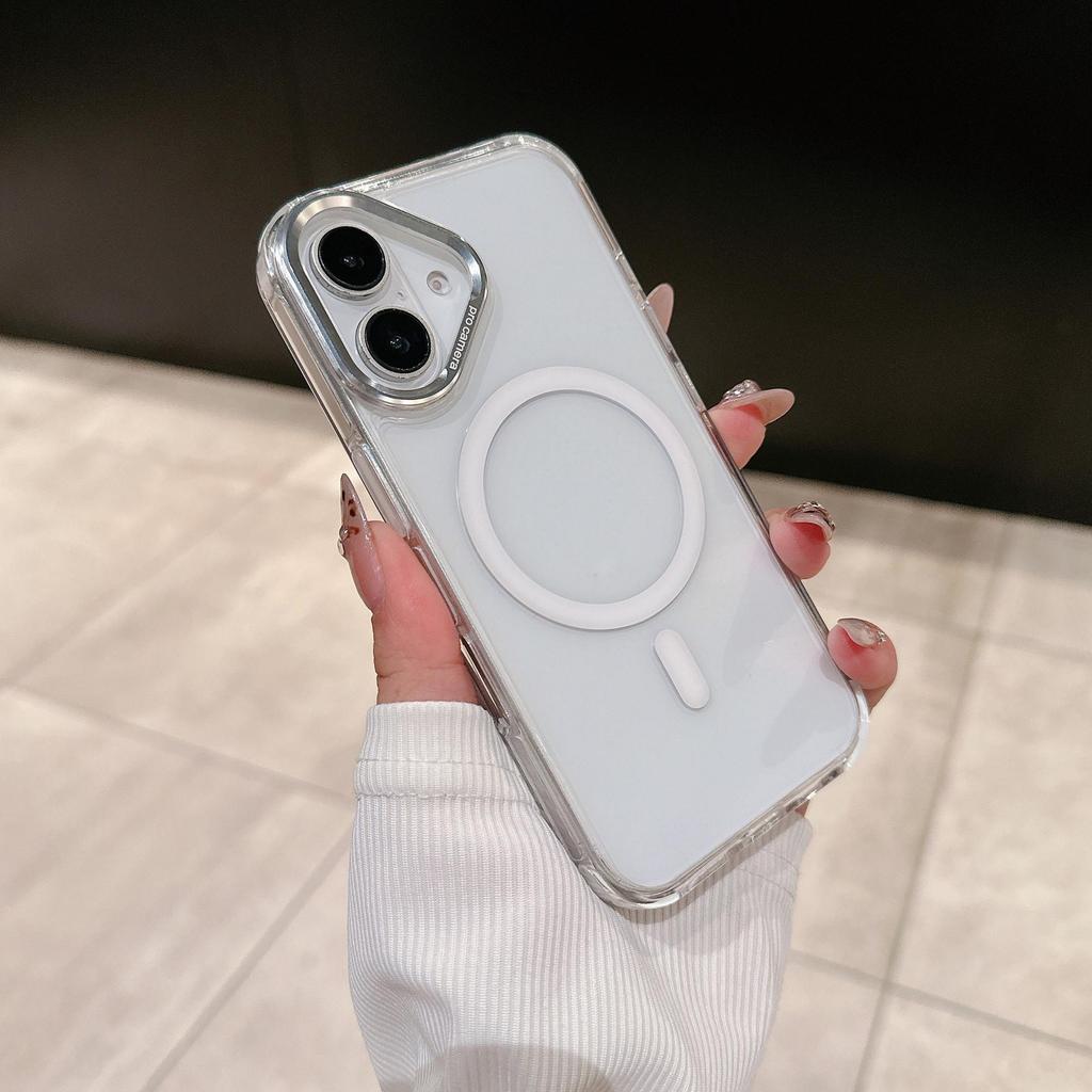 Crystal Color Magnetic Phone Case for Apple 17 Pro Max with Trendy Metal Lens Frame and Large Hole