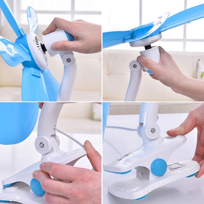 Jiapeng Kompaktowy wentylator stołowy z klipsem - Energooszczędny wentylator letni do akademików i biur