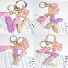 Fashion 26 English A-Z Initial Letter Resin Keychain Cute Butterfly Tassel Keyring Backpack Charm Pendent Accessories Gift
