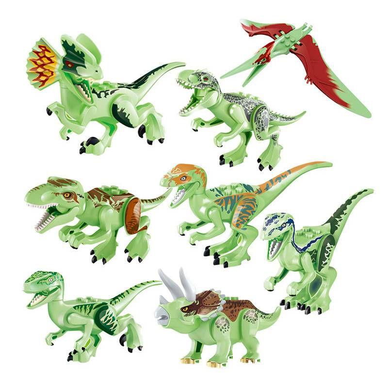 

8pcs Fluorescent Jurassic Dinosaur Building Blocks For Kids Non-toxic And Safe Material 8pcs