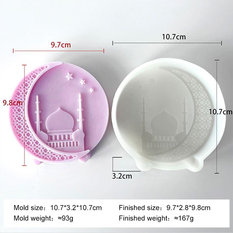 DIY Epoxy Resin Islam Building Ramadan Silicone Mold Handmade Aroma Candle Gypsum Eid Mubarak Ramadan Moon Series Mold